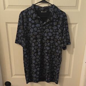 Travis Mathew Floral Black And Grey Golf Polo XL